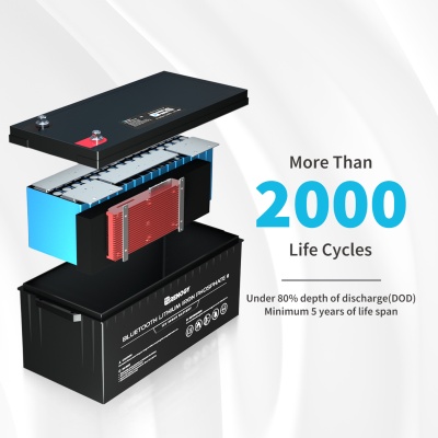 24V (12Vx2) 200Ah Lithium Iron Phosphate Battery w/ Bluetooth